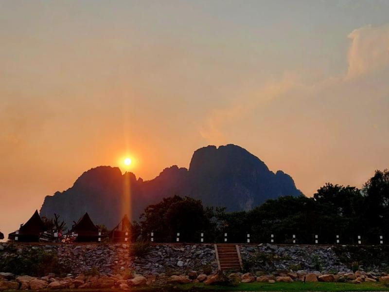 Romantic Nam Song River by Sunset