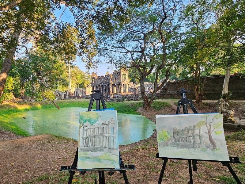 Colours of Angkor, open-air painting at Preah Khan temple
