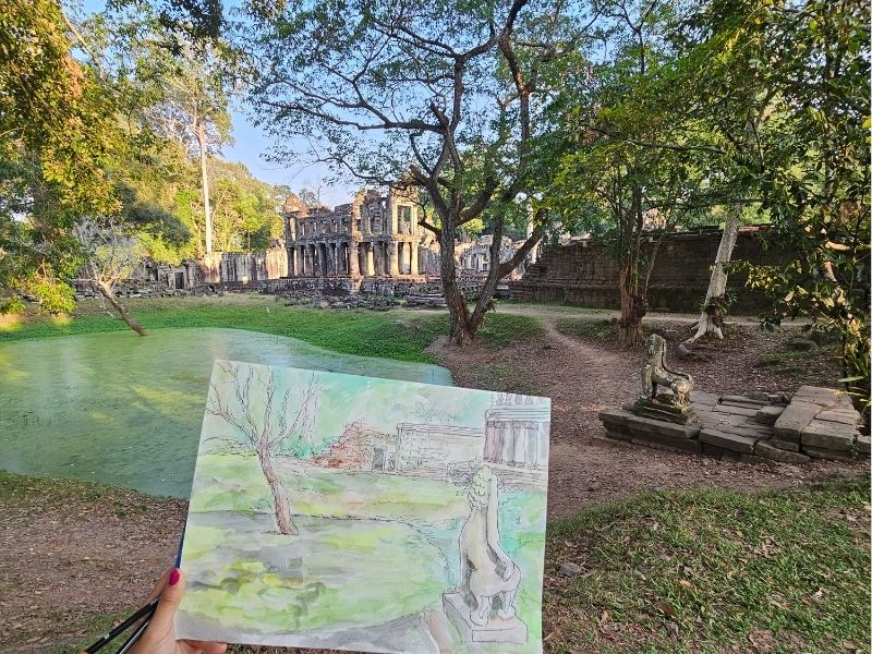 Colours of Angkor, open-air painting at Preah Khan temple