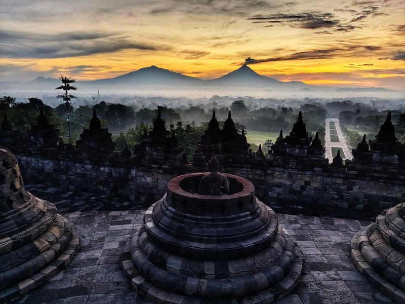 Sunrise at Borobudur Temple