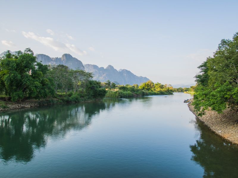 Romantic Nam Song River by Sunset