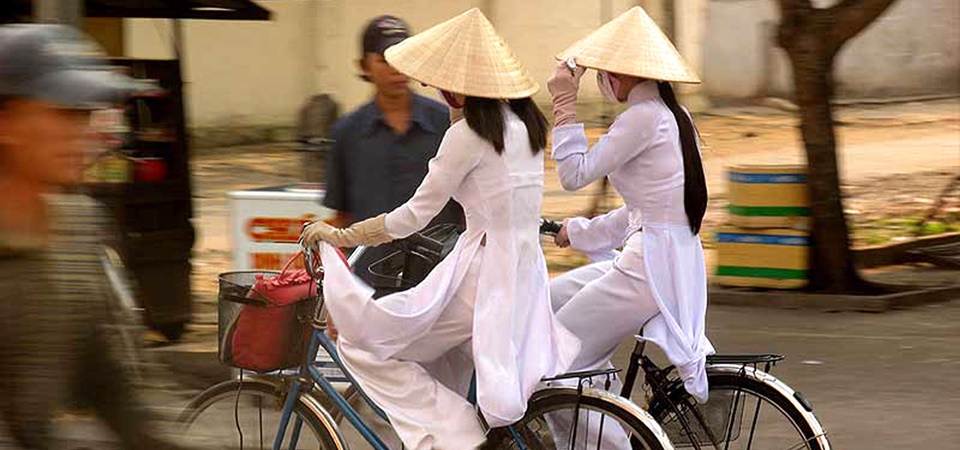 Family Cycling To Mekong