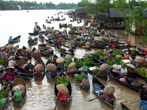 Floating market at South Borneo, Kalimantan