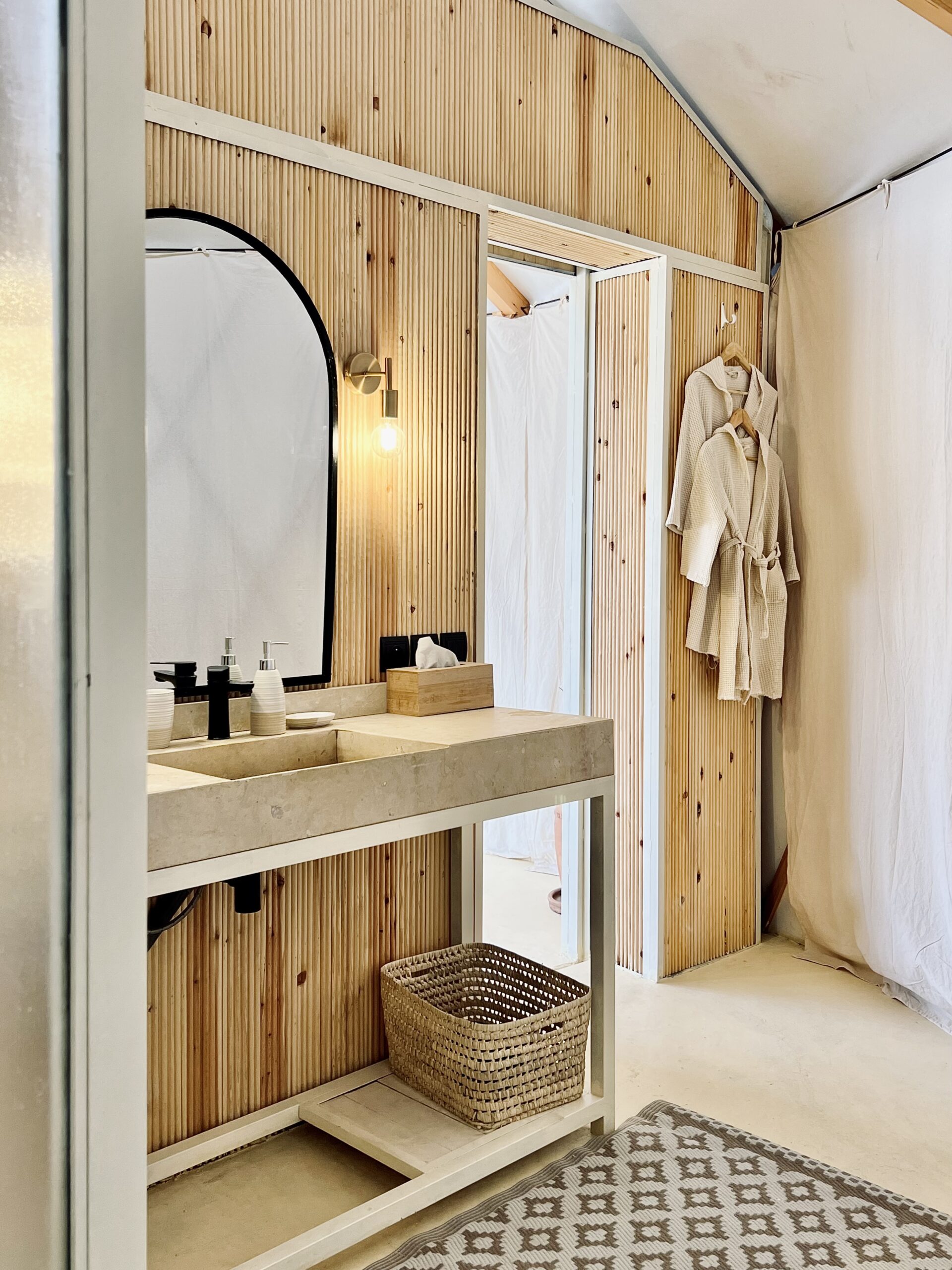 Shared yurt – terrace at sunset